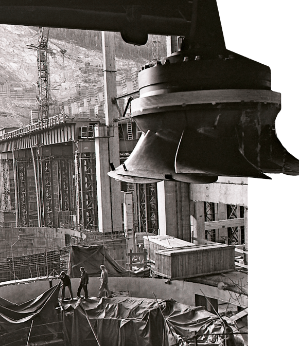 монтаж диагональной
                            поворотно-лопастной
                            турбины