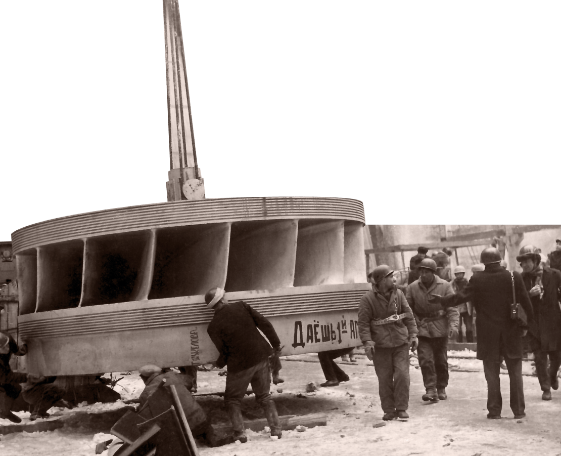 монтаж рабочего колеса турбины